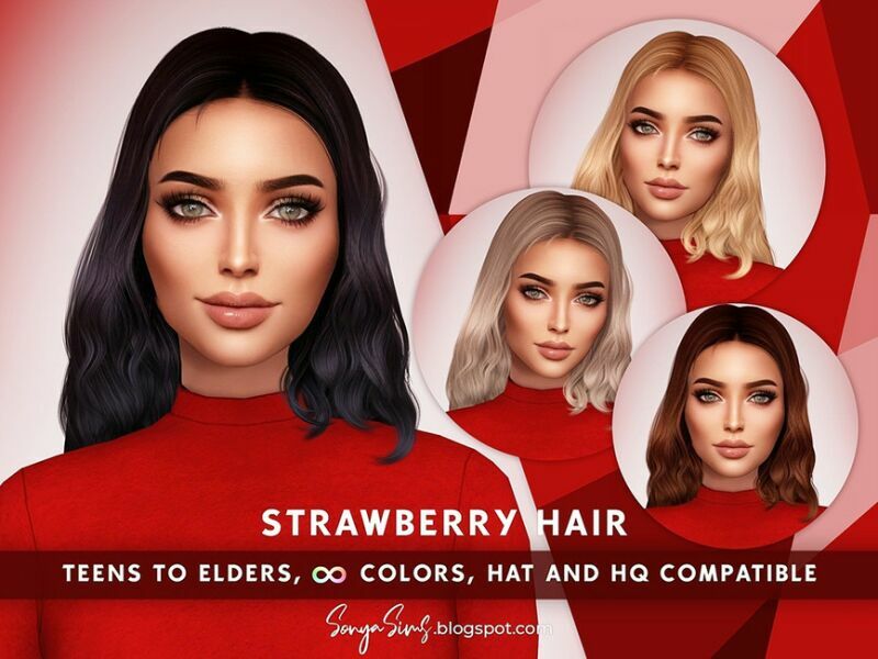 Strawberry Hair By Sonyasimscc 1 Strawberry Hair By Sonyasimscc Sims 4 CC