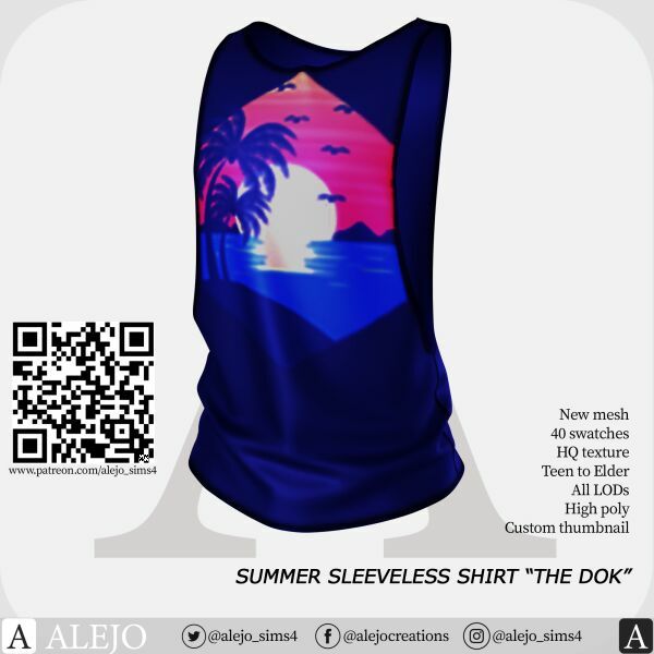 Summer Sleeveless Shirt “THE DOK” 1 Summer Sleeveless Shirt “THE DOK” Sims 4 CC