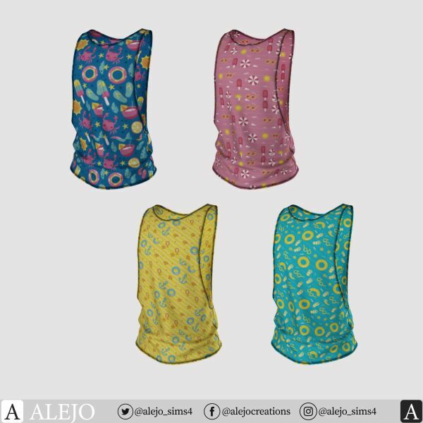 Summer Sleeveless Shirt “THE DOK” 4 sims 4 cc summer sleeveless shirt the dok 4