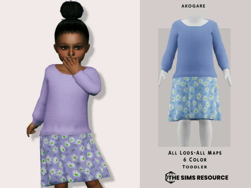 T-Dress NO.39 By _Akogare_ 1 T-Dress NO.39 By _Akogare_ Sims 4 CC
