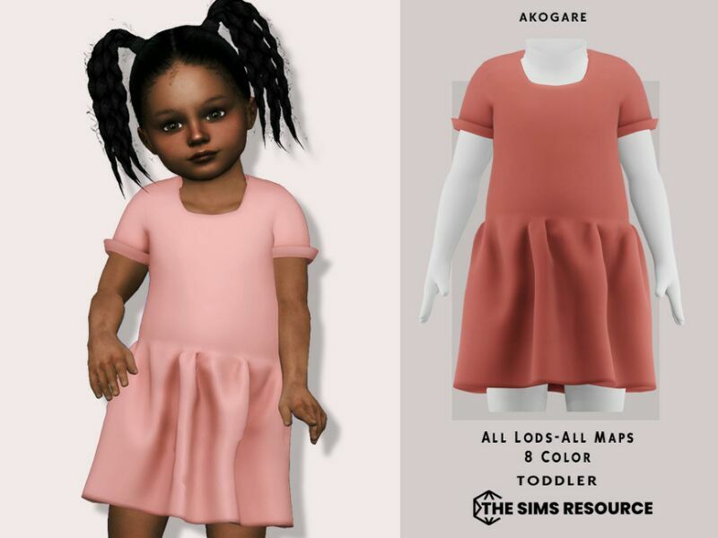 T-Dress NO.50 By _Akogare_ 1 T-Dress NO.50 By _Akogare_ Sims 4 CC