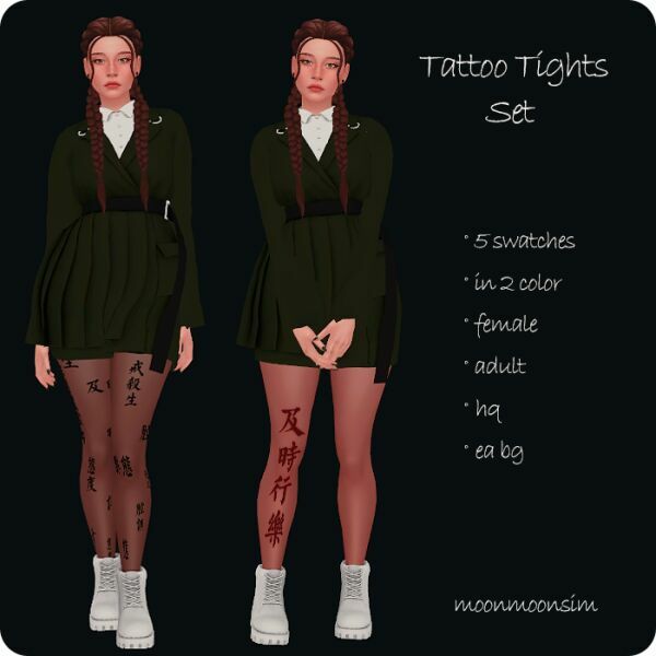 Tattoo Tights SET Adult By Moonmoonsim 1 Tattoo Tights SET Adult By Moonmoonsim Sims 4 CC