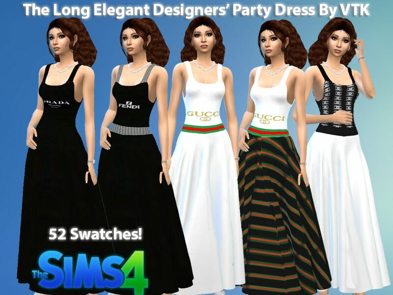 The Long Elegant Designers Party Dress By VTK 1 The Long Elegant Designers Party Dress By VTK Sims 4 CC