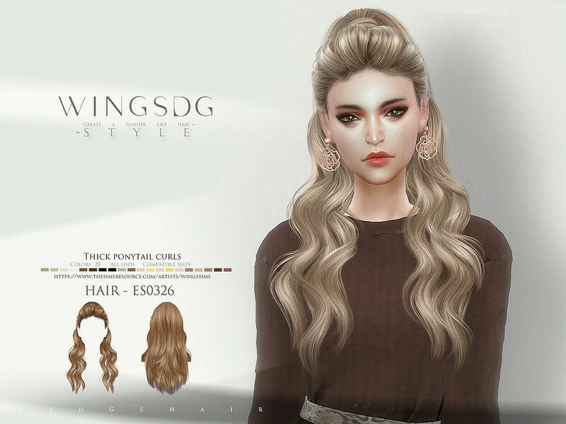 Thick Ponytail Curls ES0326 By Wingssims 1 Thick Ponytail Curls ES0326 By Wingssims Sims 4 CC