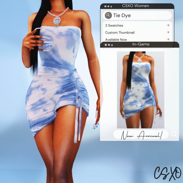 TIE DYE Ruched Dress 2 sims 4 cc tie dye ruched dress 3