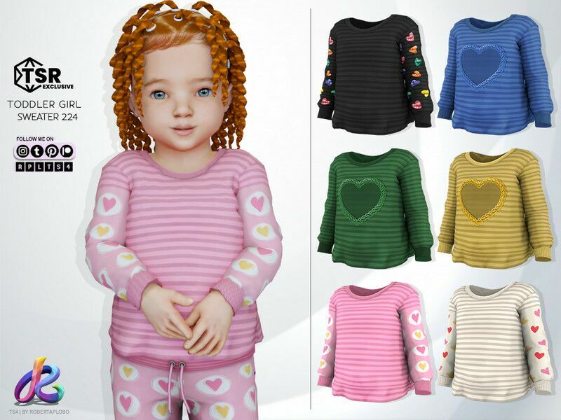 Toddler Girl Sweater 224 – Retexture By Robertaplobo 1 Toddler Girl Sweater 224 – Retexture By Robertaplobo Sims 4 CC