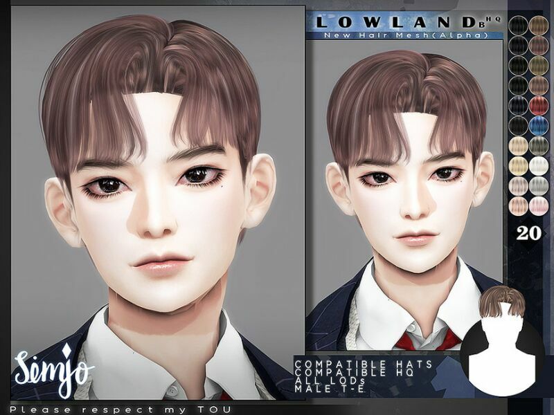 TS4 Male Hairstyle_Lowland_B By Kimsimjo 1 TS4 Male Hairstyle_Lowland_B By Kimsimjo Sims 4 CC