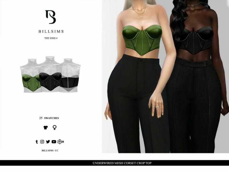 Underwired Mesh Corset Crop TOP 1 Underwired Mesh Corset Crop TOP Sims 4 CC