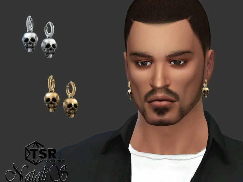 Unisex Skull Pendant Earrings By Natalis 1 Unisex Skull Pendant Earrings By Natalis Sims 4 CC