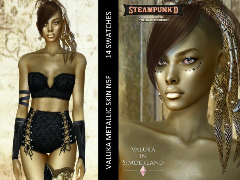 Valuka – Steampunked Metallic Skin N5F By Valuka 1 Valuka – Steampunked Metallic Skin N5F By Valuka Sims 4 CC