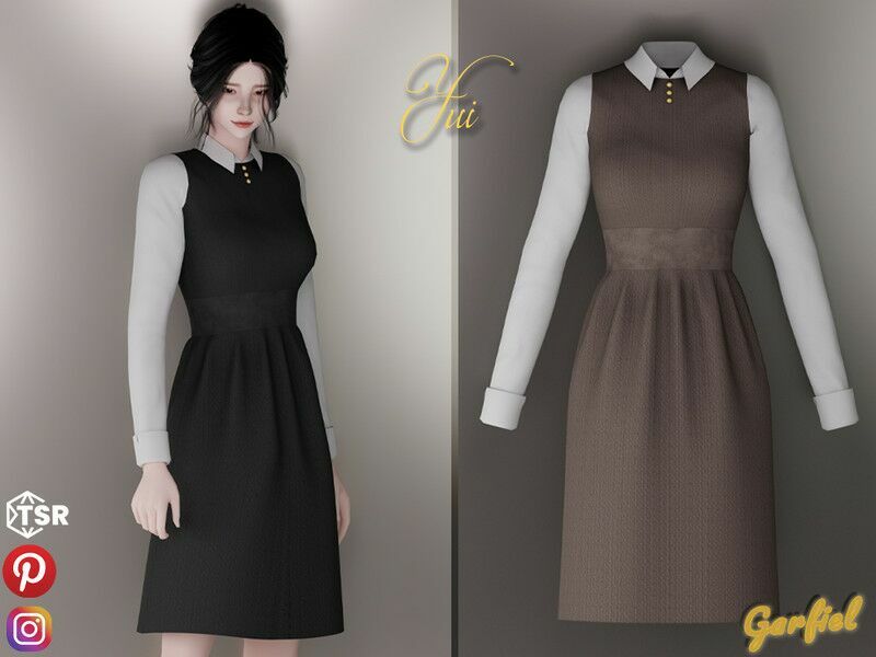 YUI Lovely Vintage Dress 1 YUI Lovely Vintage Dress Sims 4 CC