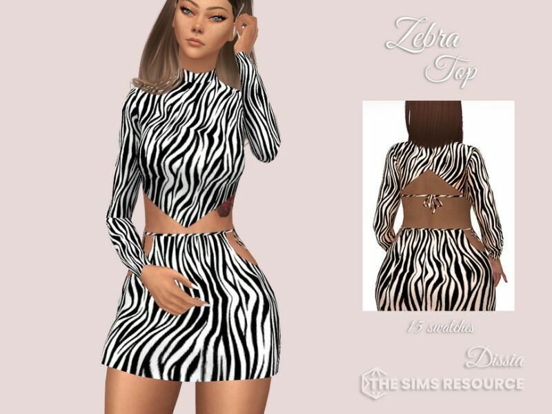 Zebra TOP By Dissia 1 Zebra TOP By Dissia Sims 4 CC