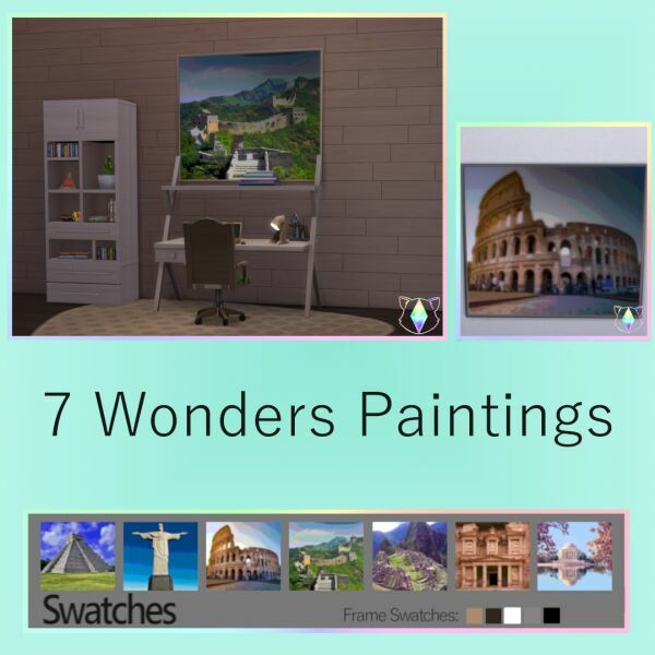 7 Wonders Paintings By Itiscats 1 7 Wonders Paintings By Itiscats Sims 4 CC