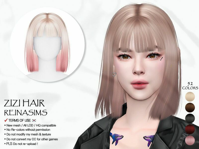 83 Zizi Hair 1 83 Zizi Hair Sims 4 CC