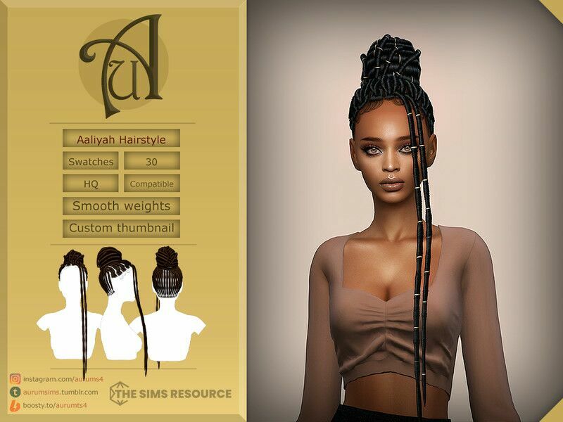 Aaliyah – Hairstyle By Aurummusik 1 Aaliyah – Hairstyle By Aurummusik Sims 4 CC