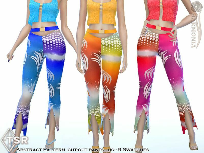 Abstract Pattern Cut-Out Pants By Harmonia 1 Abstract Pattern Cut-Out Pants By Harmonia Sims 4 CC