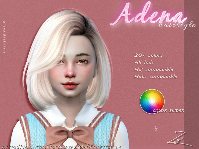 Adena Hairstyle For Kids (Medium BOB Hairstyle) By _ZY 1 Adena Hairstyle For Kids (Medium BOB Hairstyle) By _ZY Sims 4 CC