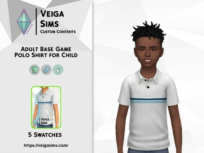 Adult BG Polo Shirt For Child 2 sims 4 cc adult bg polo shirt for child 2