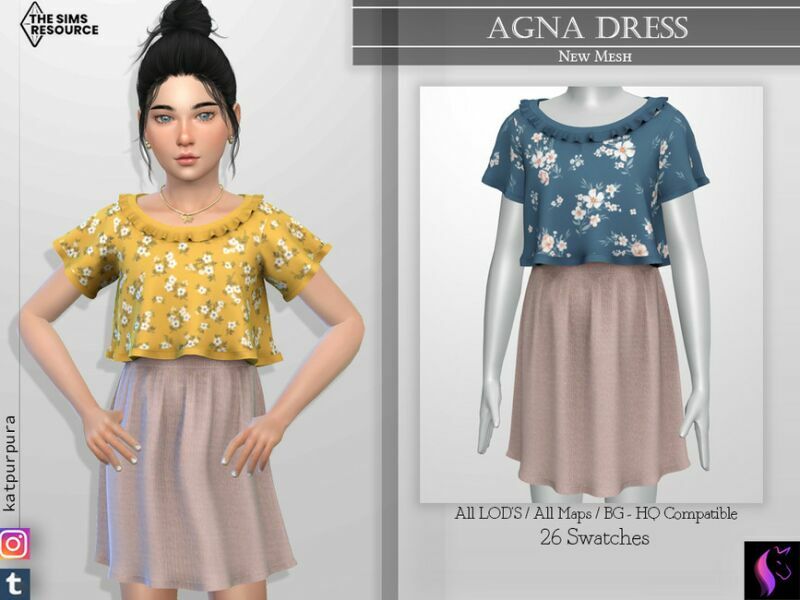 Agna Dress By Katpurpura 1 Agna Dress By Katpurpura Sims 4 CC
