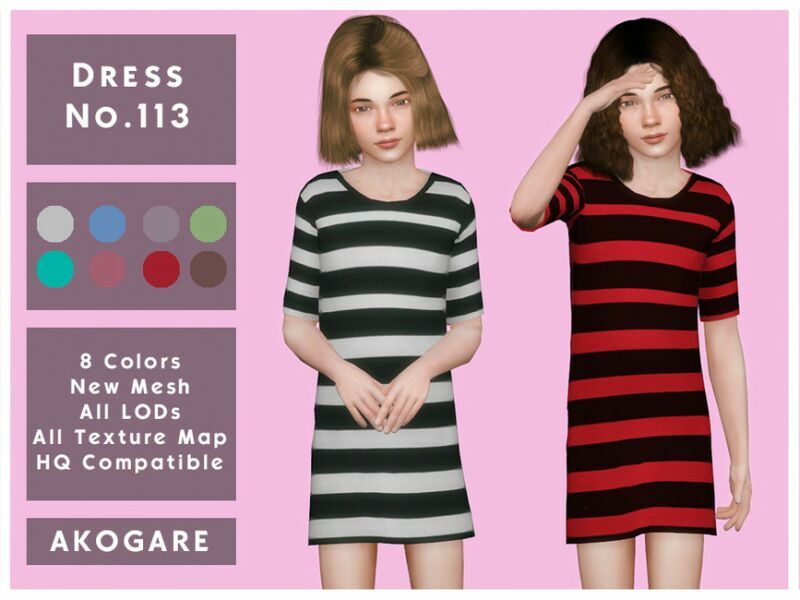 Akogare Dress NO.113 By _Akogare_ 1 Akogare Dress NO.113 By _Akogare_ Sims 4 CC