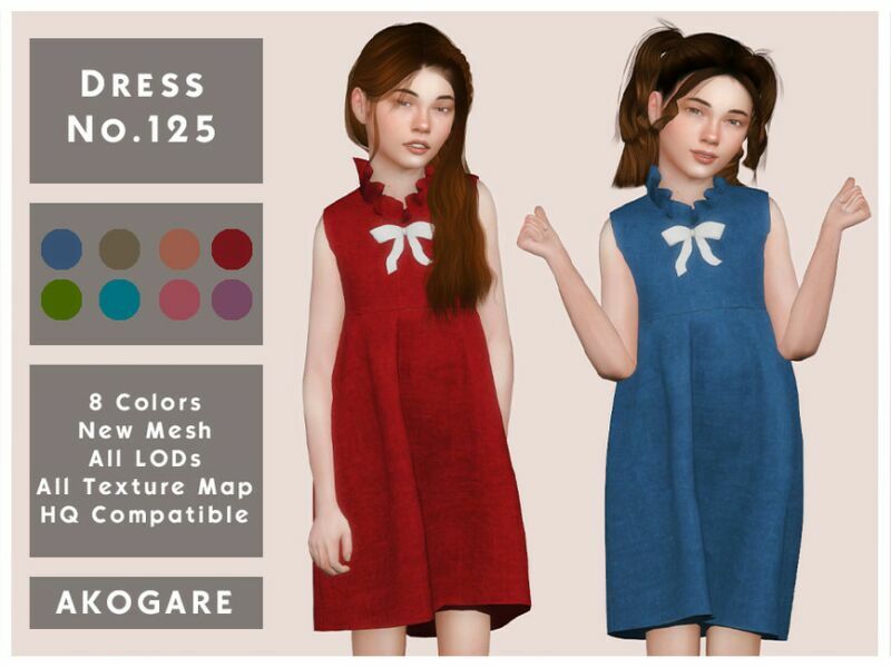 Akogare Dress NO.125 By _Akogare_ 1 Akogare Dress NO.125 By _Akogare_ Sims 4 CC