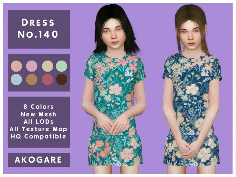 Akogare Dress NO.140 By _Akogare_ 1 Akogare Dress NO.140 By _Akogare_ Sims 4 CC