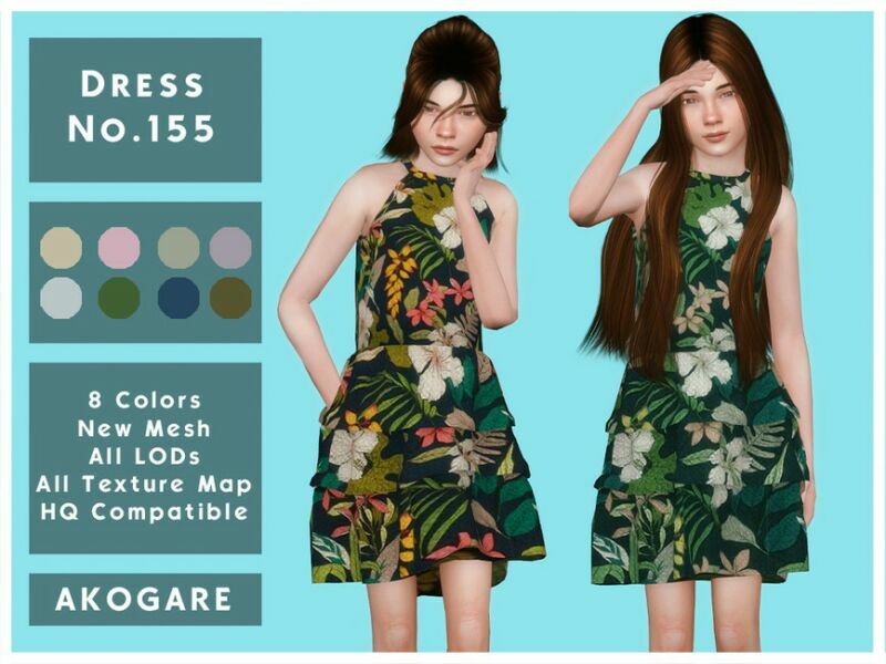 Akogare Dress NO.155 By _Akogare_ 1 Akogare Dress NO.155 By _Akogare_ Sims 4 CC