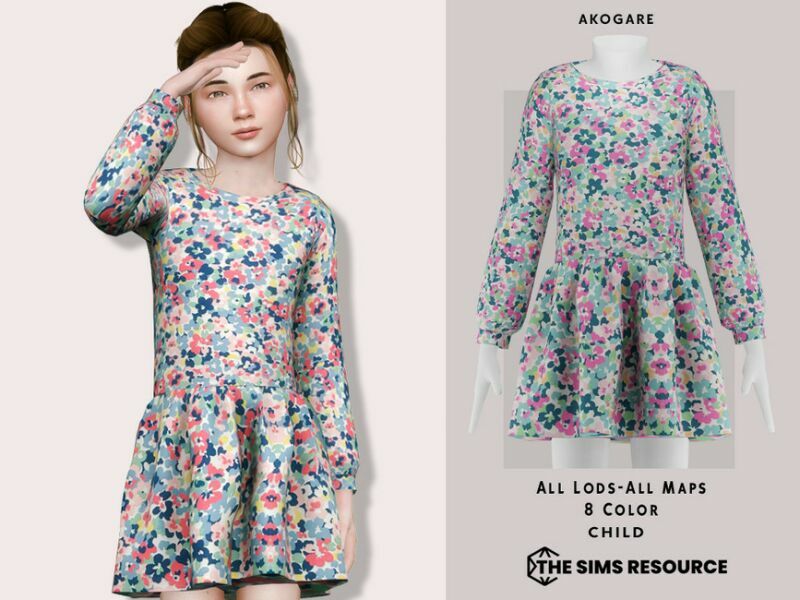 Akogare Dress NO.204 By _Akogare_ 1 Akogare Dress NO.204 By _Akogare_ Sims 4 CC