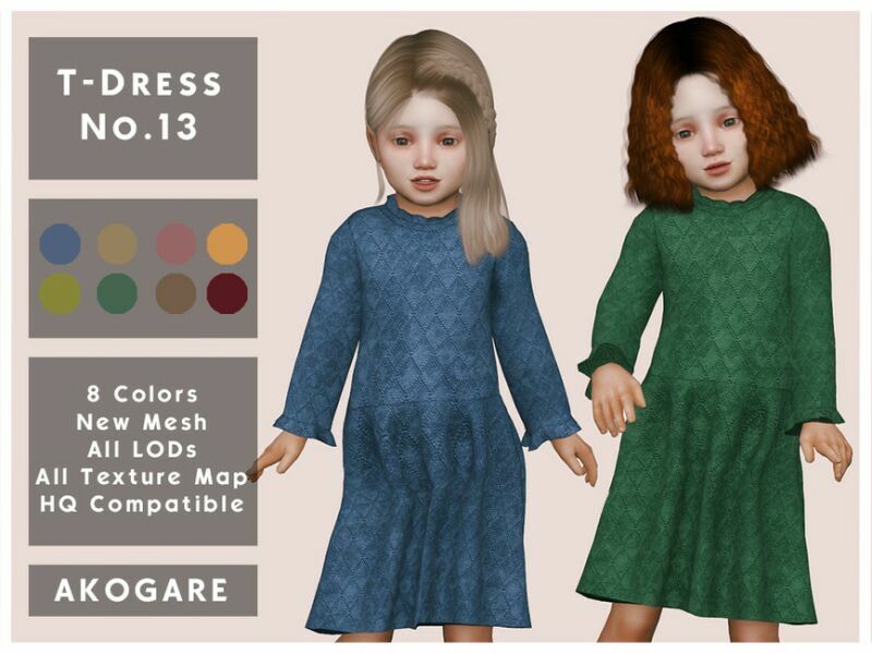 Akogare T-Dress NO.13 By _Akogare_ 1 Akogare T-Dress NO.13 By _Akogare_ Sims 4 CC