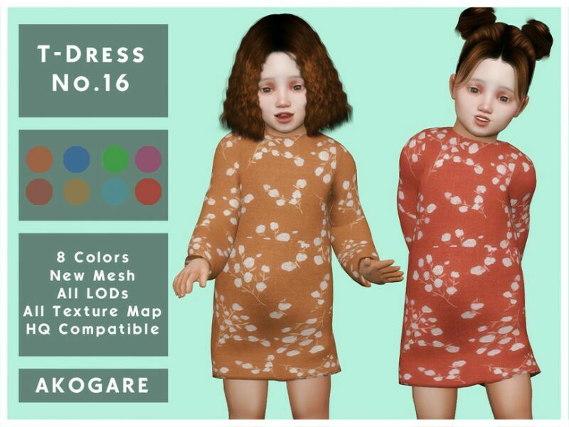 Akogare T-Dress NO.16 By _Akogare_ 1 Akogare T-Dress NO.16 By _Akogare_ Sims 4 CC