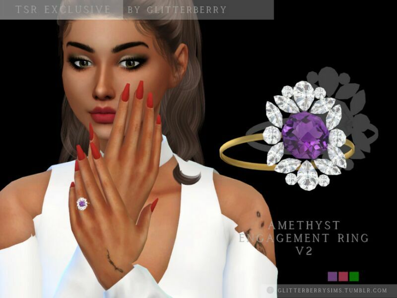 Amethyst Engagement Ring V2 By Glitterberryfly 1 Amethyst Engagement Ring V2 By Glitterberryfly Sims 4 CC