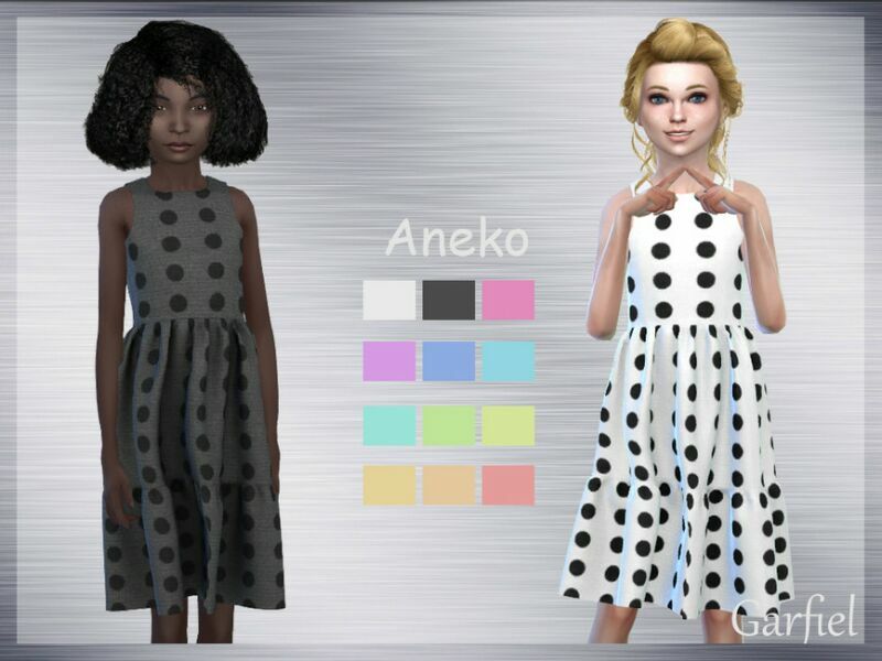 “Aneko” Polka DOT Child Dress By Garfiel 1 “Aneko” Polka DOT Child Dress By Garfiel Sims 4 CC