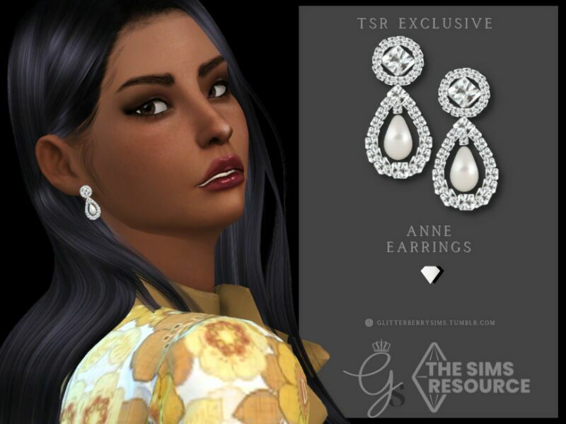 Anne Earrings By Glitterberryfly 1 Anne Earrings By Glitterberryfly Sims 4 CC