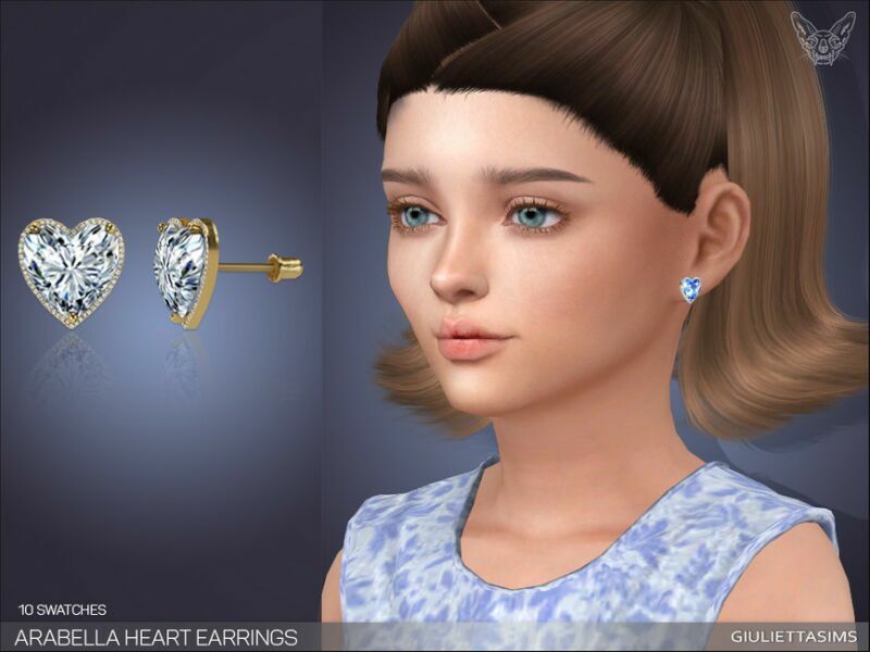 Arabella Halo Heart Earrings For Kids By Feyona 1 Arabella Halo Heart Earrings For Kids By Feyona Sims 4 CC