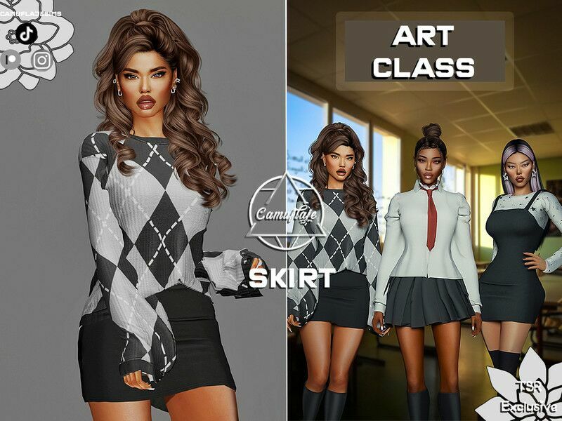 ART Class Collection – Skirt 1 ART Class Collection – Skirt Sims 4 CC