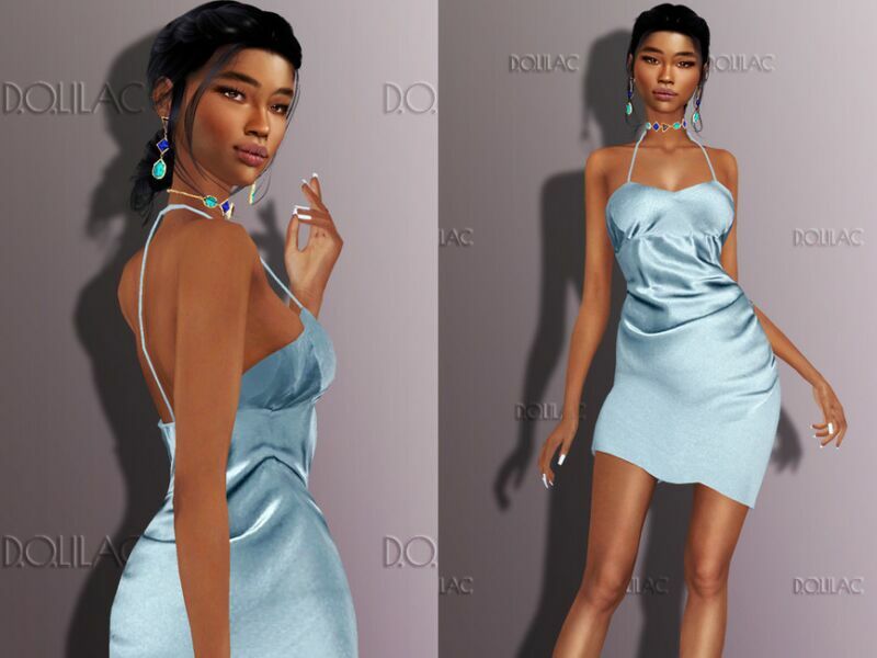 Asymmetric Satin Dress DO282 1 Asymmetric Satin Dress DO282 Sims 4 CC
