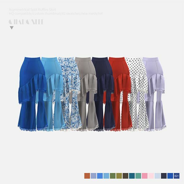Asymmetrical Split Ruffles Skirt By Charonlee 2 sims 4 cc asymmetrical split ruffles skirt by charonlee 3