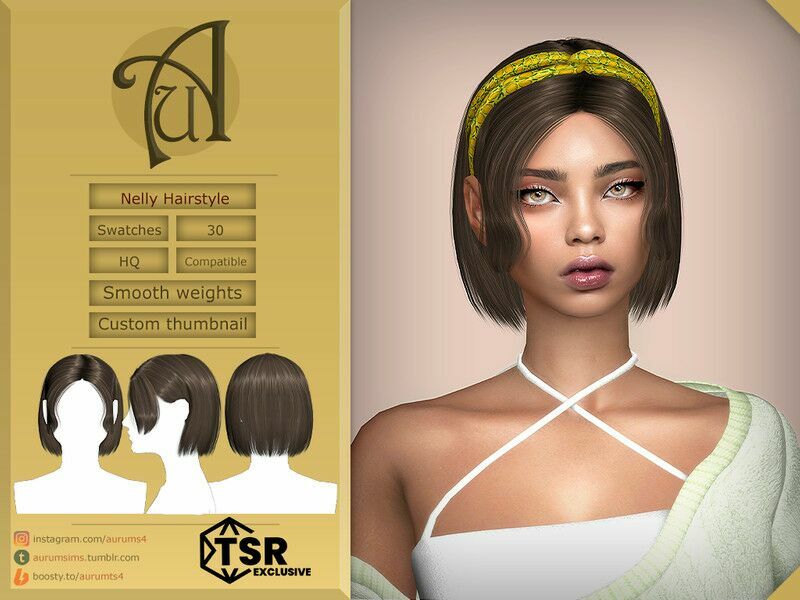 Athleisure – Nelly – Mid-Length Hairstyle With Bangs 1 Athleisure – Nelly – Mid-Length Hairstyle With Bangs Sims 4 CC
