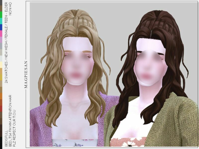 Attention Hair By Magpiesan 1 Attention Hair By Magpiesan Sims 4 CC