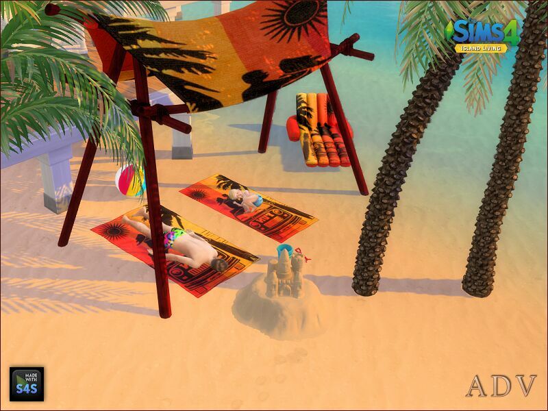 Beach Sets 6 sims 4 cc beach sets 7