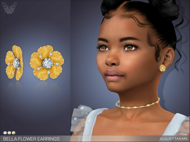 Bella Flower Earrings For Kids By Feyona 1 Bella Flower Earrings For Kids By Feyona Sims 4 CC