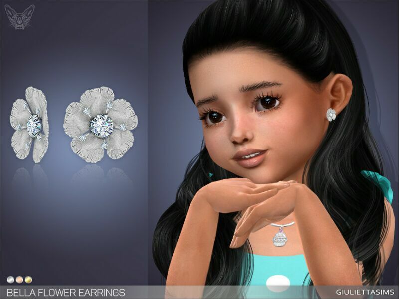 Bella Flower Earrings For Toddlers By Feyona 1 Bella Flower Earrings For Toddlers By Feyona Sims 4 CC