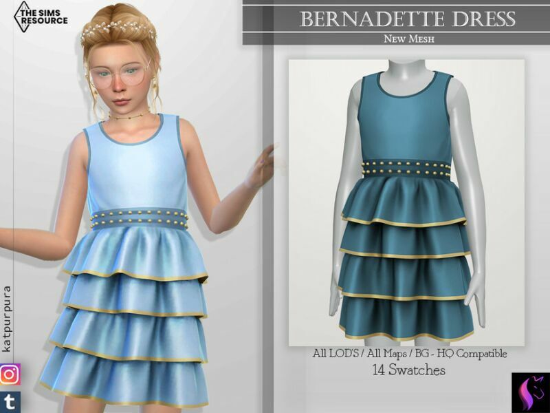 Bernadette Dress By Katpurpura 1 Bernadette Dress By Katpurpura Sims 4 CC