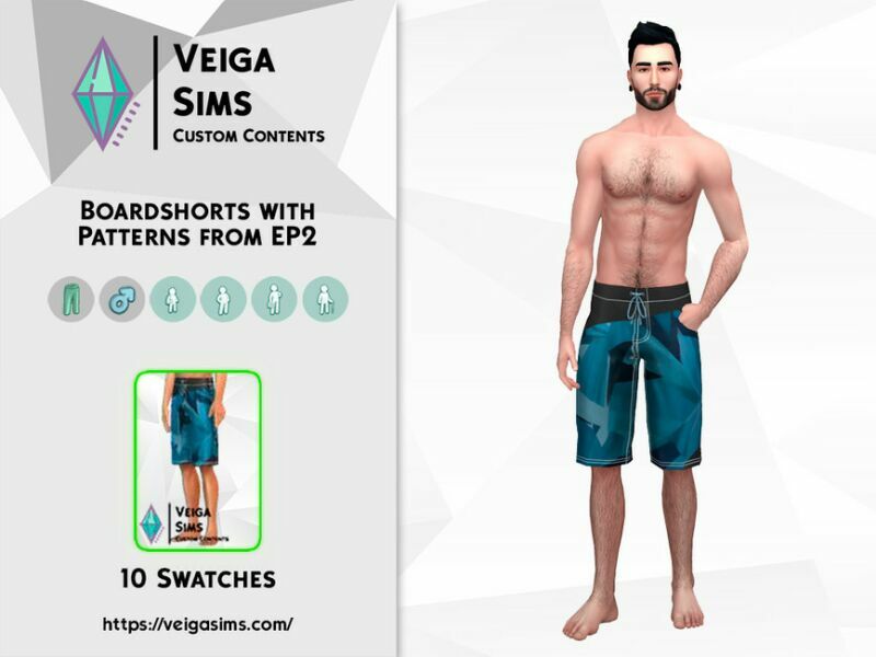 Boardshorts With Patterns From EP2 2 sims 4 cc boardshorts with patterns from ep2 2