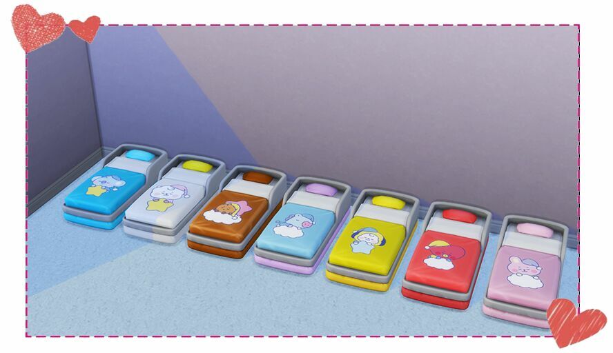 BT21 BED SET By Lilmeowmeow 1 BT21 BED SET By Lilmeowmeow Sims 4 CC
