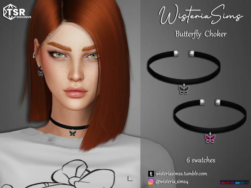 Butterfly Choker By Wisteriasims 1 Butterfly Choker By Wisteriasims Sims 4 CC