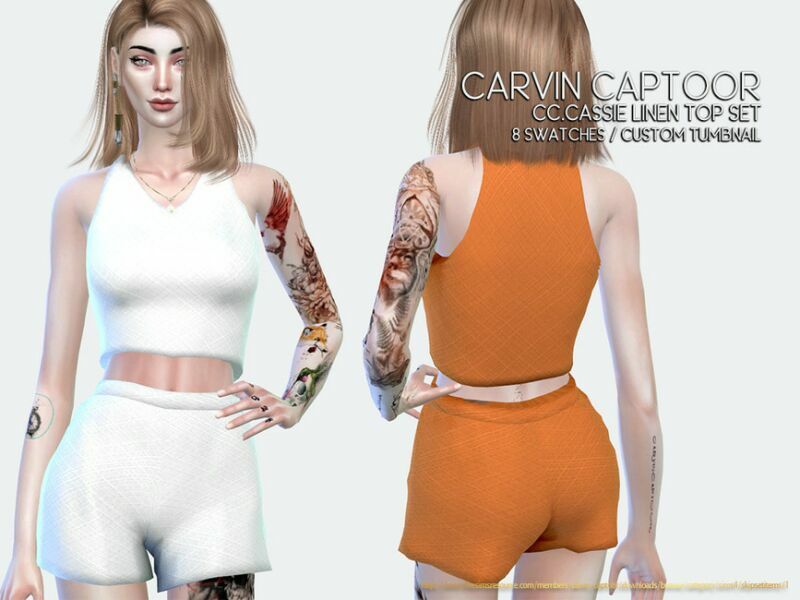 Cassie Linen TOP SET 1 Cassie Linen TOP SET Sims 4 CC