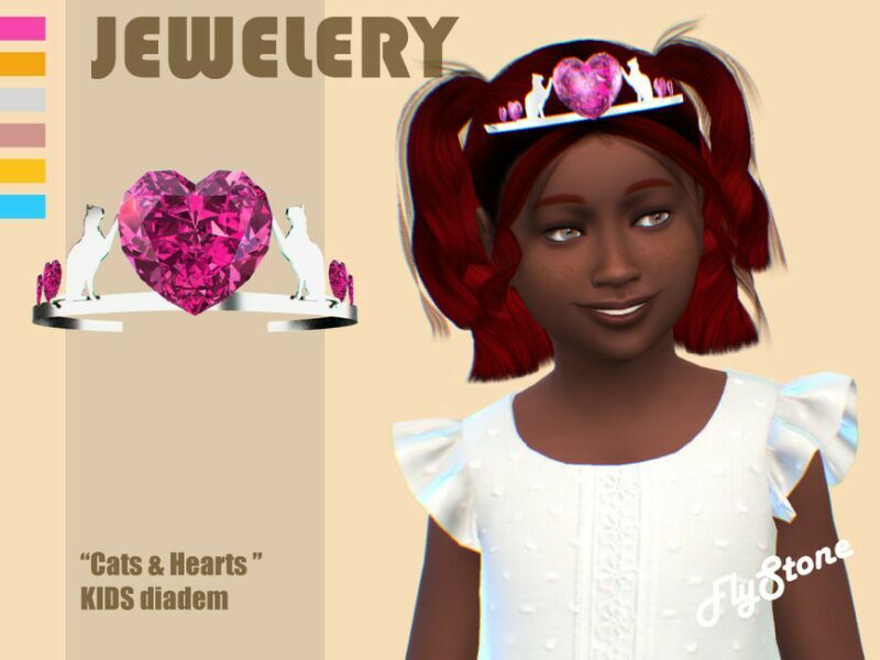 “Cats And Hearts” Kids Edition Diadem By Flystone 1 “Cats And Hearts” Kids Edition Diadem By Flystone Sims 4 CC
