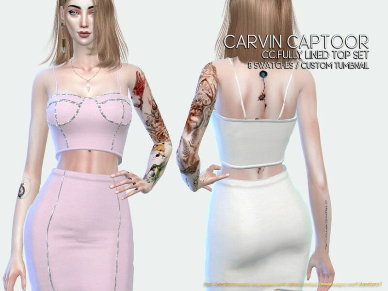 Cc.fully Lined TOP SET 1 Cc.fully Lined TOP SET Sims 4 CC