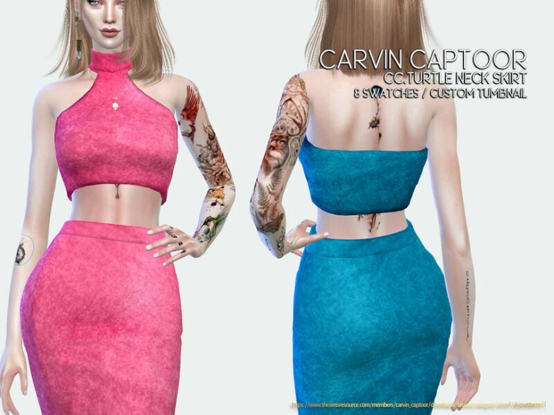 Cc.turtle Neck Skirt SET 1 Cc.turtle Neck Skirt SET Sims 4 CC